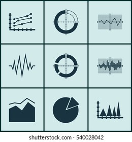 Set Of Graphs, Diagrams And Statistics Icons. Premium Quality Symbol Collection. Icons Can Be Used For Web, App And UI Design.