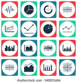 Set Of Graphs, Diagrams And Statistics Icons. Premium Quality Symbol Collection. Icons Can Be Used For Web, App And UI Design.