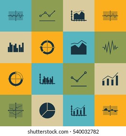 Set Of Graphs, Diagrams And Statistics Icons. Premium Quality Symbol Collection. Icons Can Be Used For Web, App And UI Design.