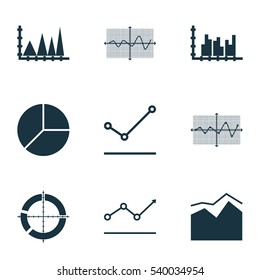 Set Of Graphs, Diagrams And Statistics Icons. Premium Quality Symbol Collection. Icons Can Be Used For Web, App And UI Design.