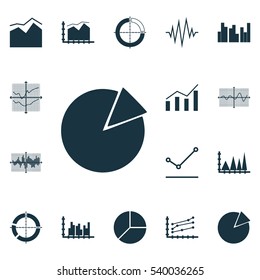 Set Of Graphs, Diagrams And Statistics Icons. Premium Quality Symbol Collection. Icons Can Be Used For Web, App And UI Design.