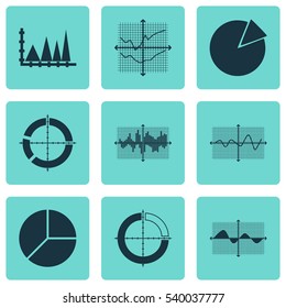 Set Of Graphs, Diagrams And Statistics Icons. Premium Quality Symbol Collection. Icons Can Be Used For Web, App And UI Design.