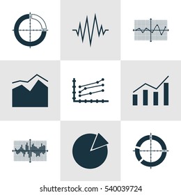 Set Of Graphs, Diagrams And Statistics Icons. Premium Quality Symbol Collection. Icons Can Be Used For Web, App And UI Design.