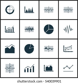 Set Of Graphs, Diagrams And Statistics Icons. Premium Quality Symbol Collection. Icons Can Be Used For Web, App And UI Design.