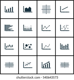 Set Of Graphs, Diagrams And Statistics Icons. Premium Quality Symbol Collection. Icons Can Be Used For Web, App And UI Design.