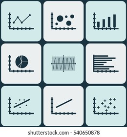 Set Of Graphs, Diagrams And Statistics Icons. Premium Quality Symbol Collection. Icons Can Be Used For Web, App And UI Design.