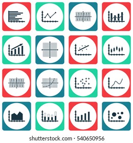 Set Of Graphs, Diagrams And Statistics Icons. Premium Quality Symbol Collection. Icons Can Be Used For Web, App And UI Design.