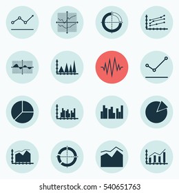 Set Of Graphs, Diagrams And Statistics Icons. Premium Quality Symbol Collection. Icons Can Be Used For Web, App And UI Design.