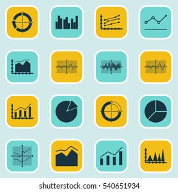 Set Of Graphs, Diagrams And Statistics Icons. Premium Quality Symbol Collection. Icons Can Be Used For Web, App And UI Design.