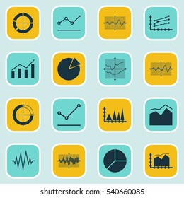 Set Of Graphs, Diagrams And Statistics Icons. Premium Quality Symbol Collection. Icons Can Be Used For Web, App And UI Design.