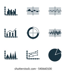 Set Of Graphs, Diagrams And Statistics Icons. Premium Quality Symbol Collection. Icons Can Be Used For Web, App And UI Design.