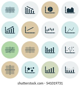 Set Of Graphs, Diagrams And Statistics Icons. Premium Quality Symbol Collection. Icons Can Be Used For Web, App And UI Design.