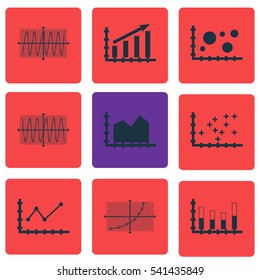 Set Of Graphs, Diagrams And Statistics Icons. Premium Quality Symbol Collection. Icons Can Be Used For Web, App And UI Design.