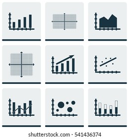 Set Of Graphs, Diagrams And Statistics Icons. Premium Quality Symbol Collection. Icons Can Be Used For Web, App And UI Design.
