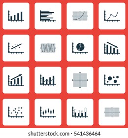 Set Of Graphs, Diagrams And Statistics Icons. Premium Quality Symbol Collection. Icons Can Be Used For Web, App And UI Design.