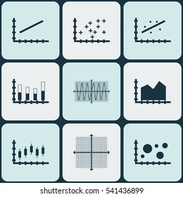 Set Of Graphs, Diagrams And Statistics Icons. Premium Quality Symbol Collection. Icons Can Be Used For Web, App And UI Design.