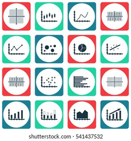 Set Of Graphs, Diagrams And Statistics Icons. Premium Quality Symbol Collection. Icons Can Be Used For Web, App And UI Design.