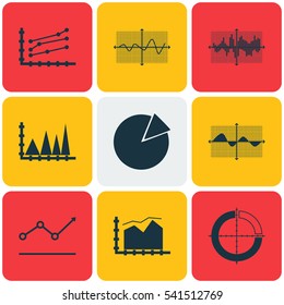 Set Of Graphs, Diagrams And Statistics Icons. Premium Quality Symbol Collection. Icons Can Be Used For Web, App And UI Design.