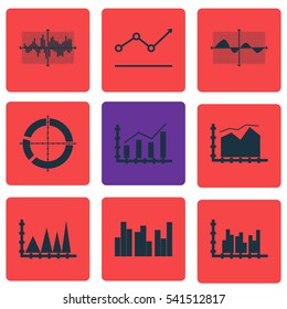 Set Of Graphs, Diagrams And Statistics Icons. Premium Quality Symbol Collection. Icons Can Be Used For Web, App And UI Design.