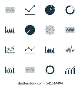 Set Of Graphs, Diagrams And Statistics Icons. Premium Quality Symbol Collection. Icons Can Be Used For Web, App And UI Design.