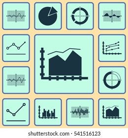 Set Of Graphs, Diagrams And Statistics Icons. Premium Quality Symbol Collection. Icons Can Be Used For Web, App And UI Design.