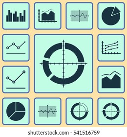 Set Of Graphs, Diagrams And Statistics Icons. Premium Quality Symbol Collection. Icons Can Be Used For Web, App And UI Design.