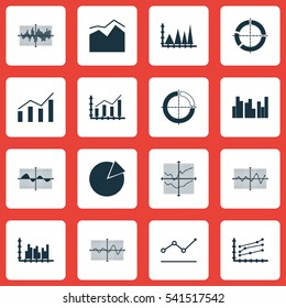 Set Of Graphs, Diagrams And Statistics Icons. Premium Quality Symbol Collection. Icons Can Be Used For Web, App And UI Design.