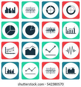 Set Of Graphs, Diagrams And Statistics Icons. Premium Quality Symbol Collection. Icons Can Be Used For Web, App And UI Design.