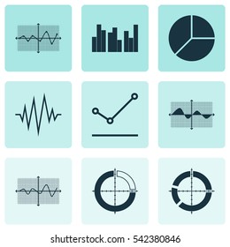 Set Of Graphs, Diagrams And Statistics Icons. Premium Quality Symbol Collection. Icons Can Be Used For Web, App And UI Design.