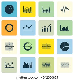 Set Of Graphs, Diagrams And Statistics Icons. Premium Quality Symbol Collection. Icons Can Be Used For Web, App And UI Design.