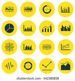 Set Of Graphs, Diagrams And Statistics Icons. Premium Quality Symbol Collection. Icons Can Be Used For Web, App And UI Design.