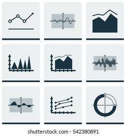 Set Of Graphs, Diagrams And Statistics Icons. Premium Quality Symbol Collection. Icons Can Be Used For Web, App And UI Design.