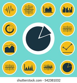 Set Of Graphs, Diagrams And Statistics Icons. Premium Quality Symbol Collection. Icons Can Be Used For Web, App And UI Design.