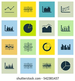 Set Of Graphs, Diagrams And Statistics Icons. Premium Quality Symbol Collection. Icons Can Be Used For Web, App And UI Design.