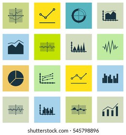 Set Of Graphs, Diagrams And Statistics Icons. Premium Quality Symbol Collection. Icons Can Be Used For Web, App And UI Design.