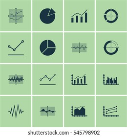 Set Of Graphs, Diagrams And Statistics Icons. Premium Quality Symbol Collection. Icons Can Be Used For Web, App And UI Design.