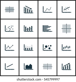 Set Of Graphs, Diagrams And Statistics Icons. Premium Quality Symbol Collection. Icons Can Be Used For Web, App And UI Design.