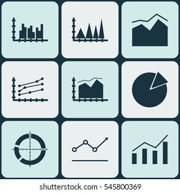 Set Of Graphs, Diagrams And Statistics Icons. Premium Quality Symbol Collection. Icons Can Be Used For Web, App And UI Design.