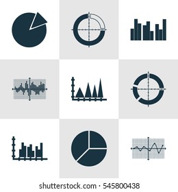Set Of Graphs, Diagrams And Statistics Icons. Premium Quality Symbol Collection. Icons Can Be Used For Web, App And UI Design.
