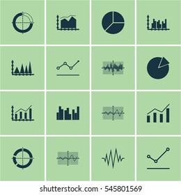 Set Of Graphs, Diagrams And Statistics Icons. Premium Quality Symbol Collection. Icons Can Be Used For Web, App And UI Design.