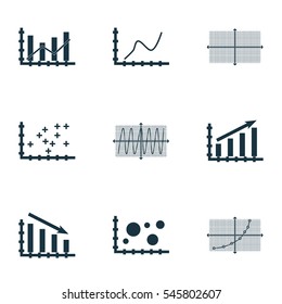 Set Of Graphs, Diagrams And Statistics Icons. Premium Quality Symbol Collection. Icons Can Be Used For Web, App And UI Design.