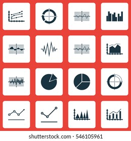Set Of Graphs, Diagrams And Statistics Icons. Premium Quality Symbol Collection. Icons Can Be Used For Web, App And UI Design.
