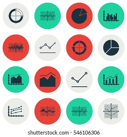 Set Of Graphs, Diagrams And Statistics Icons. Premium Quality Symbol Collection. Icons Can Be Used For Web, App And UI Design.