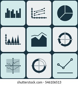 Set Of Graphs, Diagrams And Statistics Icons. Premium Quality Symbol Collection. Icons Can Be Used For Web, App And UI Design.
