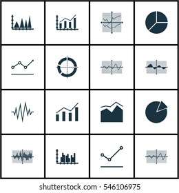 Set Of Graphs, Diagrams And Statistics Icons. Premium Quality Symbol Collection. Icons Can Be Used For Web, App And UI Design.