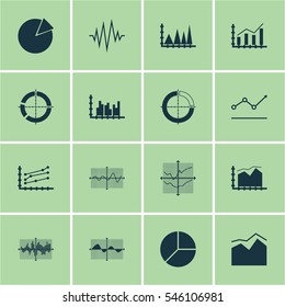 Set Of Graphs, Diagrams And Statistics Icons. Premium Quality Symbol Collection. Icons Can Be Used For Web, App And UI Design.
