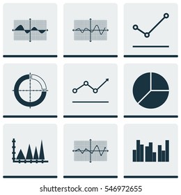 Set Of Graphs, Diagrams And Statistics Icons. Premium Quality Symbol Collection. Icons Can Be Used For Web, App And UI Design.