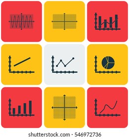 Set Of Graphs, Diagrams And Statistics Icons. Premium Quality Symbol Collection. Icons Can Be Used For Web, App And UI Design.