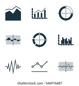 Set Of Graphs, Diagrams And Statistics Icons. Premium Quality Symbol Collection. Icons Can Be Used For Web, App And UI Design.