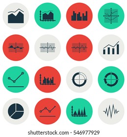 Set Of Graphs, Diagrams And Statistics Icons. Premium Quality Symbol Collection. Icons Can Be Used For Web, App And UI Design.